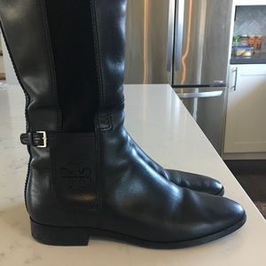 Tory Burch Black Leather Riding Boots size 8.5 EUC